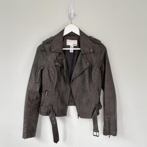 Bar III Dark Grey Faux Leather Jacket